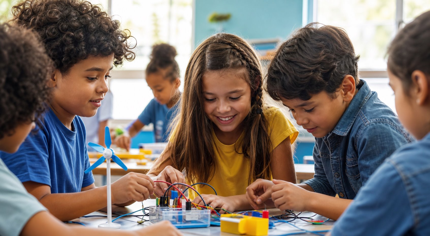 Alunos do Ensino Fundamental realizando uma atividade de ciências